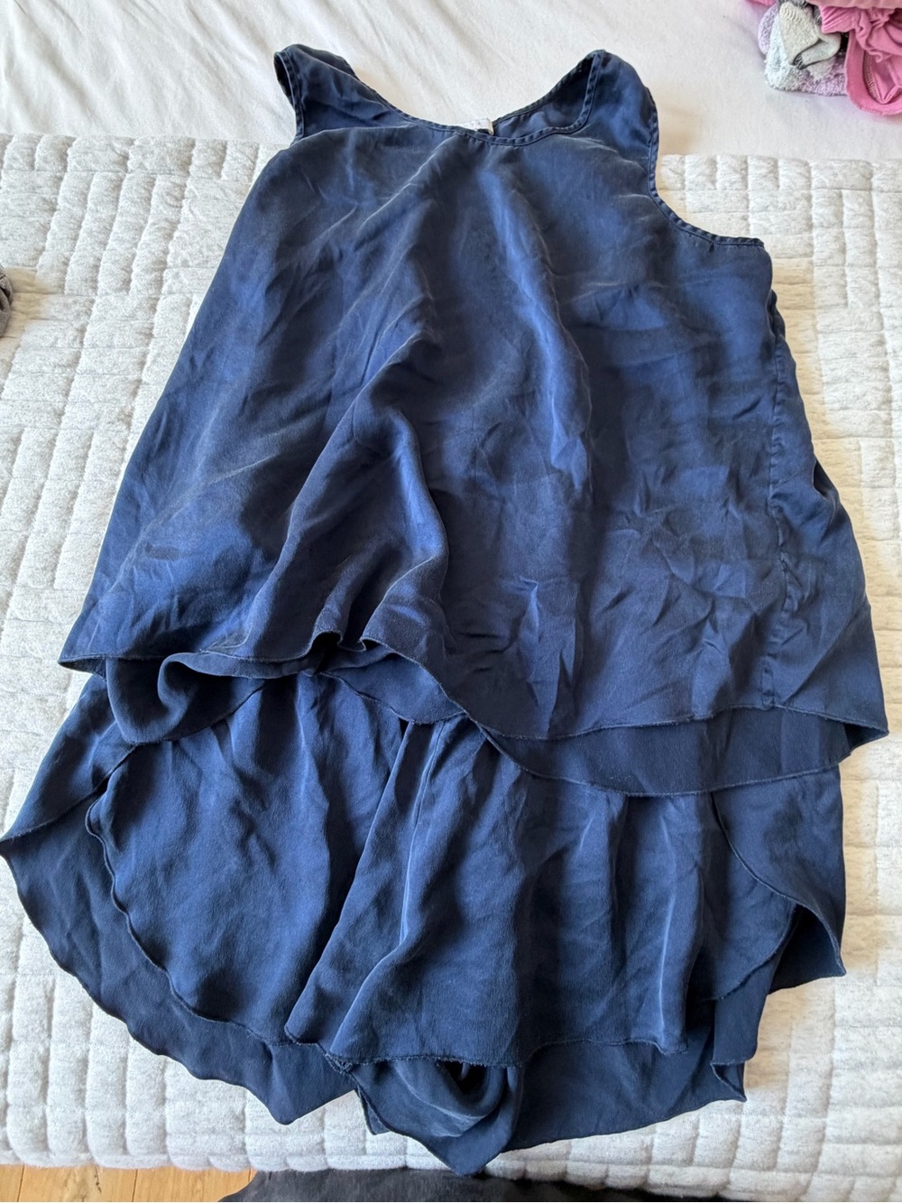 lunya navy blue layered sleep tank